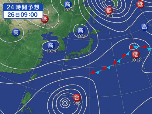 明日は釣りに行けるかな？　10月26日 　木曜日の釣行予報